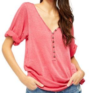 Free People Morgan Henley Top - Rose Crimson NWT Size Extra Large